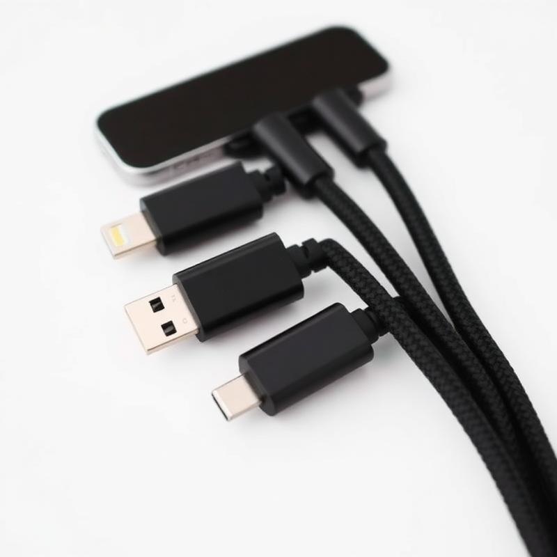 3-in-1 multi-charging cable with three connectors